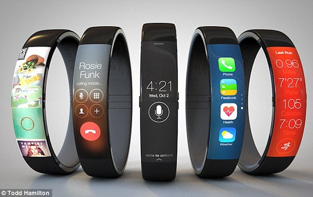 It is unsure whether the watch will be called the iWatch, or iTime - but numerous sources are reporting the device (concept pictured) is incoming. Other reports have also suggested Apple could reveal its new range of iPads, which is typically reserved for a separate event in October