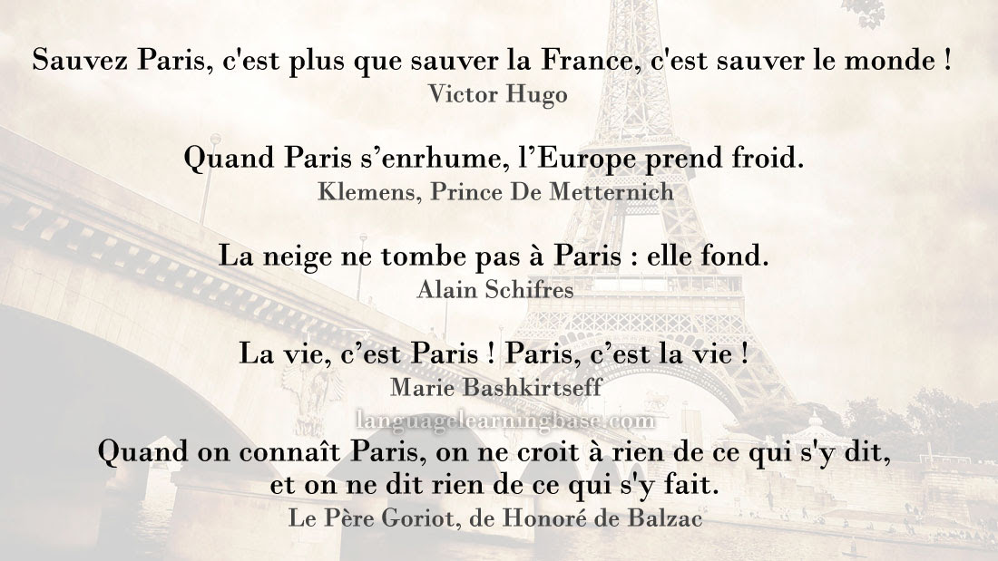 Les Plus Belles Citations Sur Paris Learn French Francais Citations