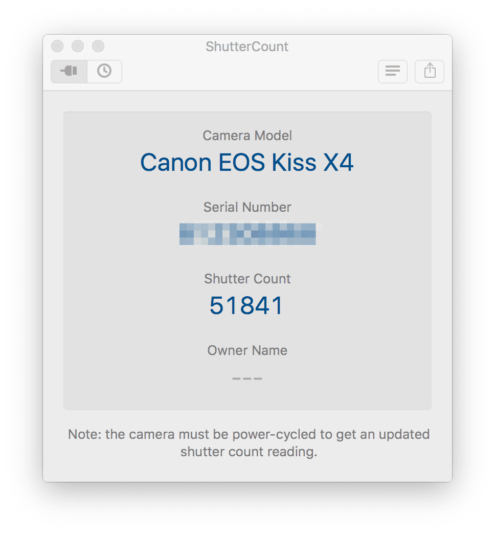 Canon カメラのシャッターカウント数がわかるアプリ Shuttercount For Mac App Photofain