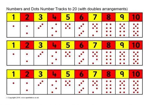 Numbers and Dots Number Tracks 1-20 (with doubles ...