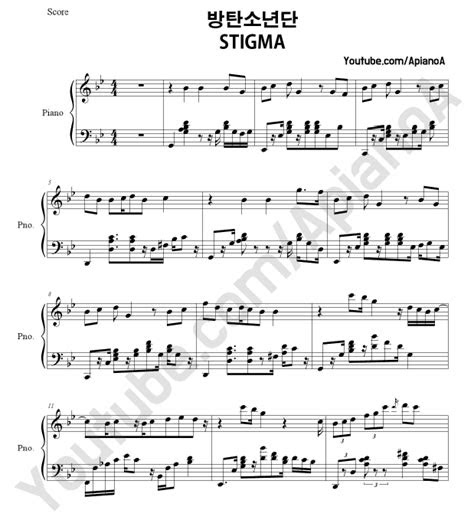 apianoa kpop piano cover bts stigma piano sheets