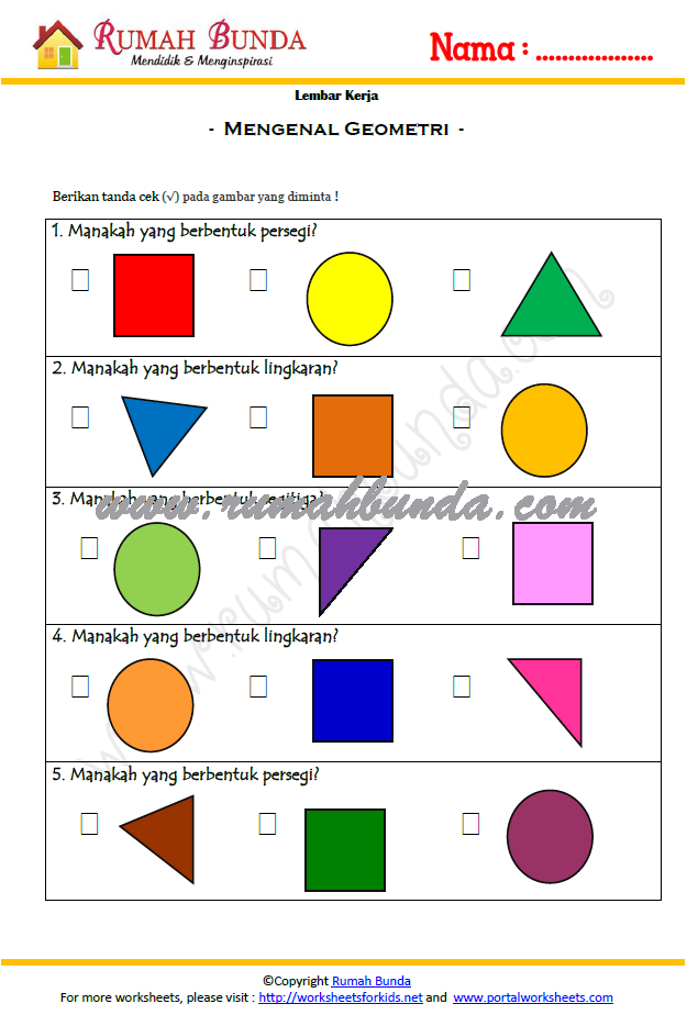 Contoh soal matematika TK – Rumah Bunda