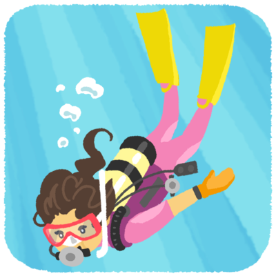 ダイビング 女性 背景ありの無料素材 イラスト沖縄 おきなわ