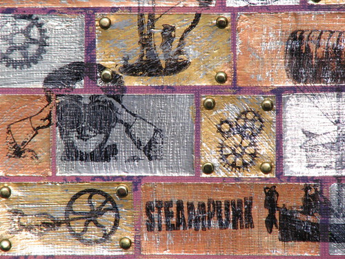 Steampunk Metal Tile Card Close Up