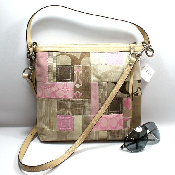 Home Coach Signature Patchwork Convertible Shoulder Bag Pink