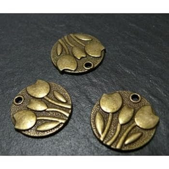 2 breloques bronze 3 fleurs 2 breloques bronze 3 fleurs