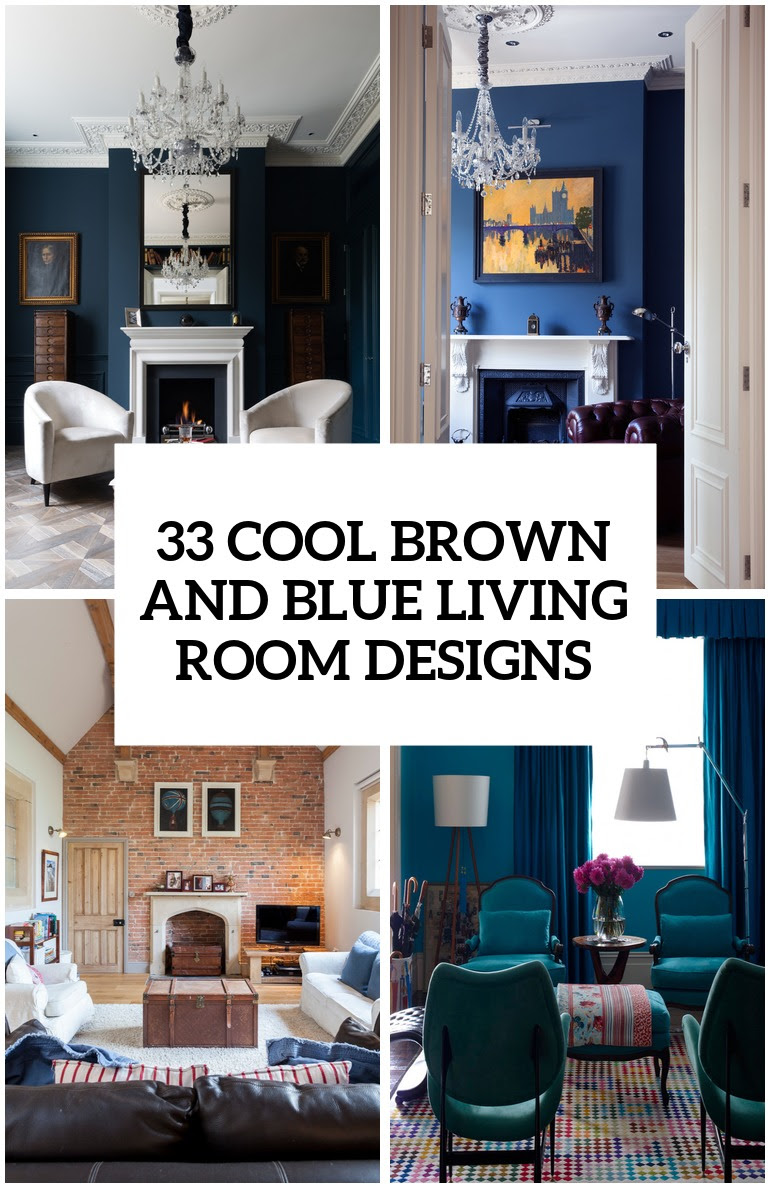 26 Cool Brown And Blue Living Room Designs - DigsDigs