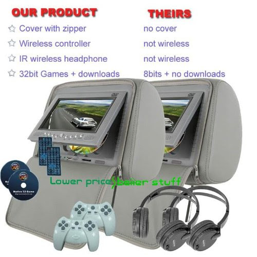 Pair of Gray/Grey Headrest 7