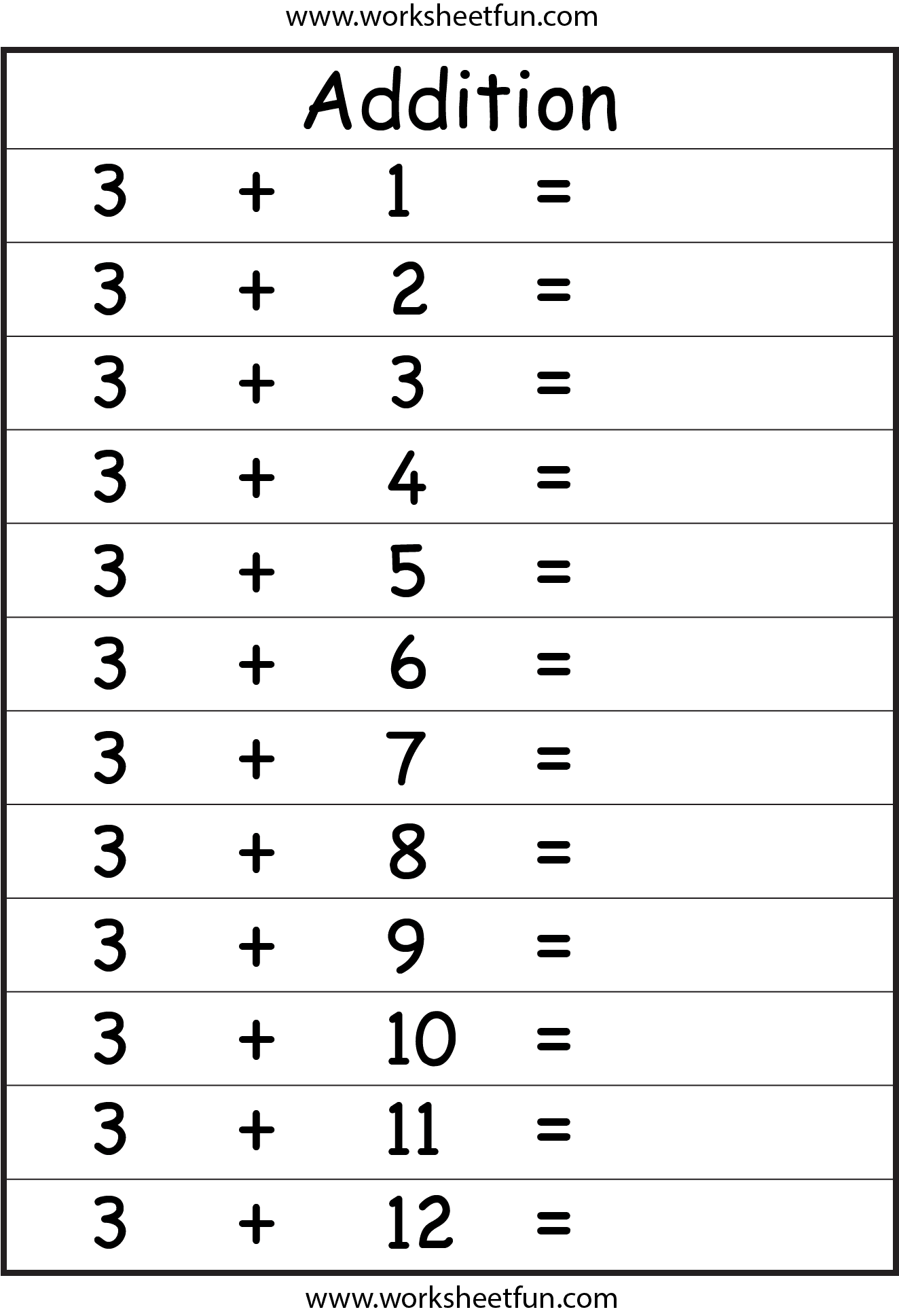 Addition Facts – 11 Worksheets / FREE Printable Worksheets – Worksheetfun