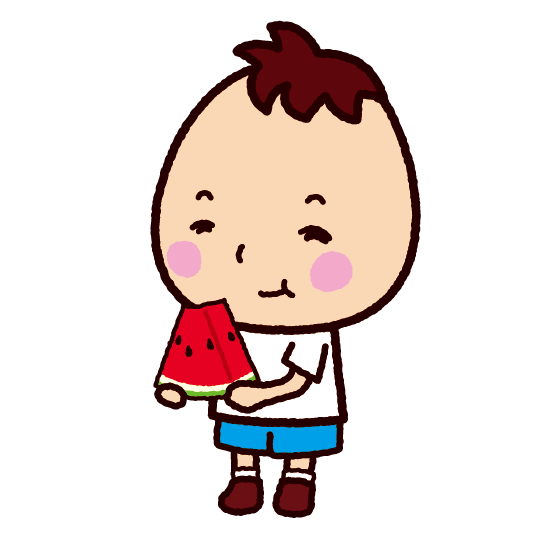 スイカを食べる子供のイラスト イラストくん