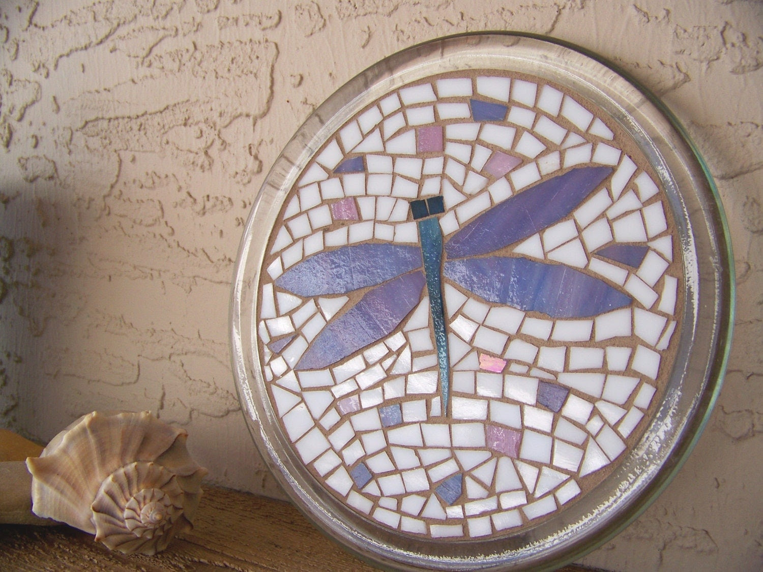 Mosaic Candle Holder Home Decor Trivet Purple by bluewaveglass