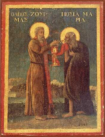 Sf. Zosima impartasind pe Maria Egipteanca
