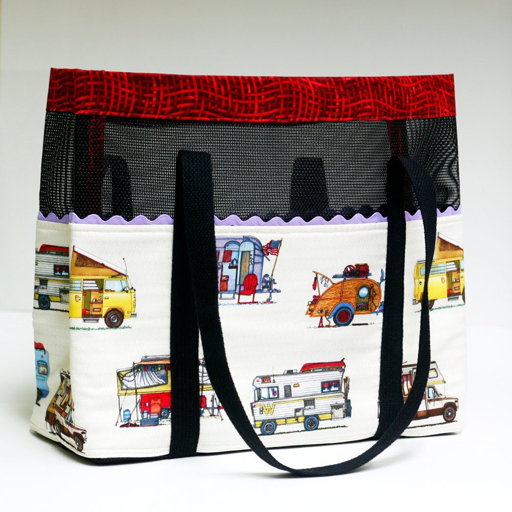 Cute tote bag, Happy camper fabric tote bag, gym bag, beach bag, book ...