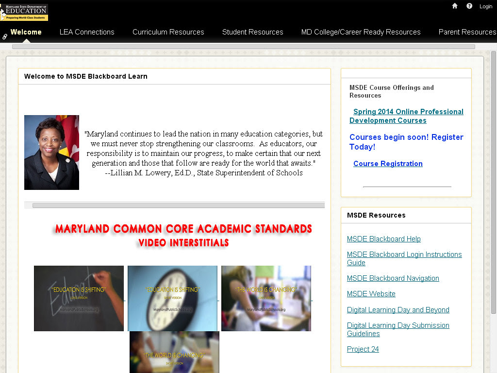 Blackboard homepage