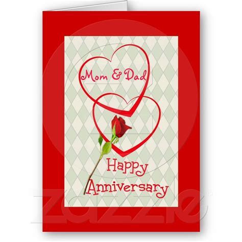 Happy Anniversary Mom & Dad, two hearts Card from Zazzle  