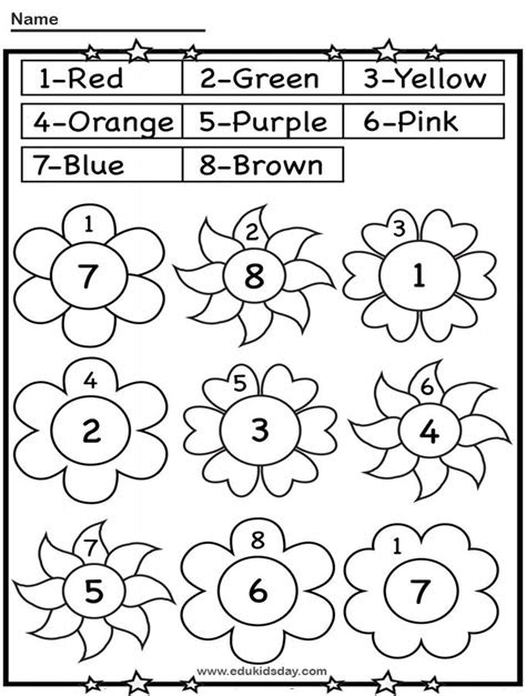  printable coloring worksheets for preschool by number flowers
