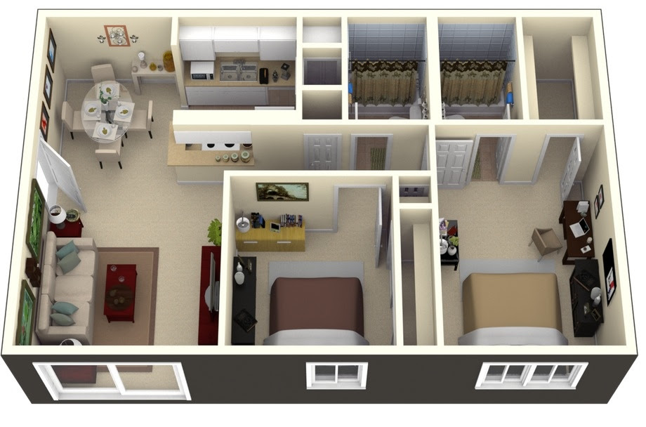 two bedroom apartment design ideas