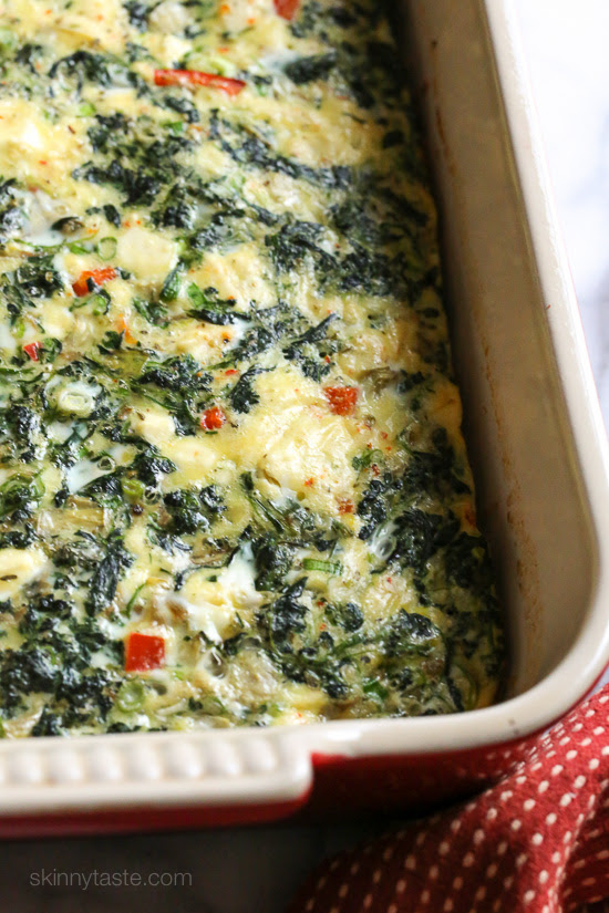 Spinach, Artichoke and Feta Breakfast Bake – an easy, vegetarian breakfast bake.