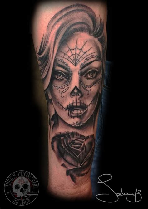 lacatrina tattoo black gray la catrina  salvatore