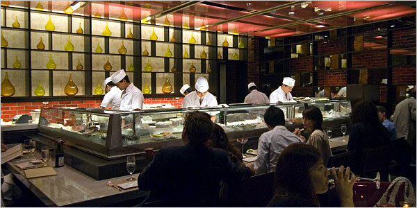 BY WAY OF CHICAGO The sushi bar, above, at Japonais, which also has lounges 