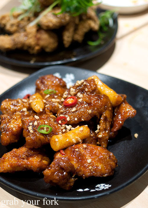 hot and spicy gangjung korean fried chicken at red pepper, strathfield sports club bistro