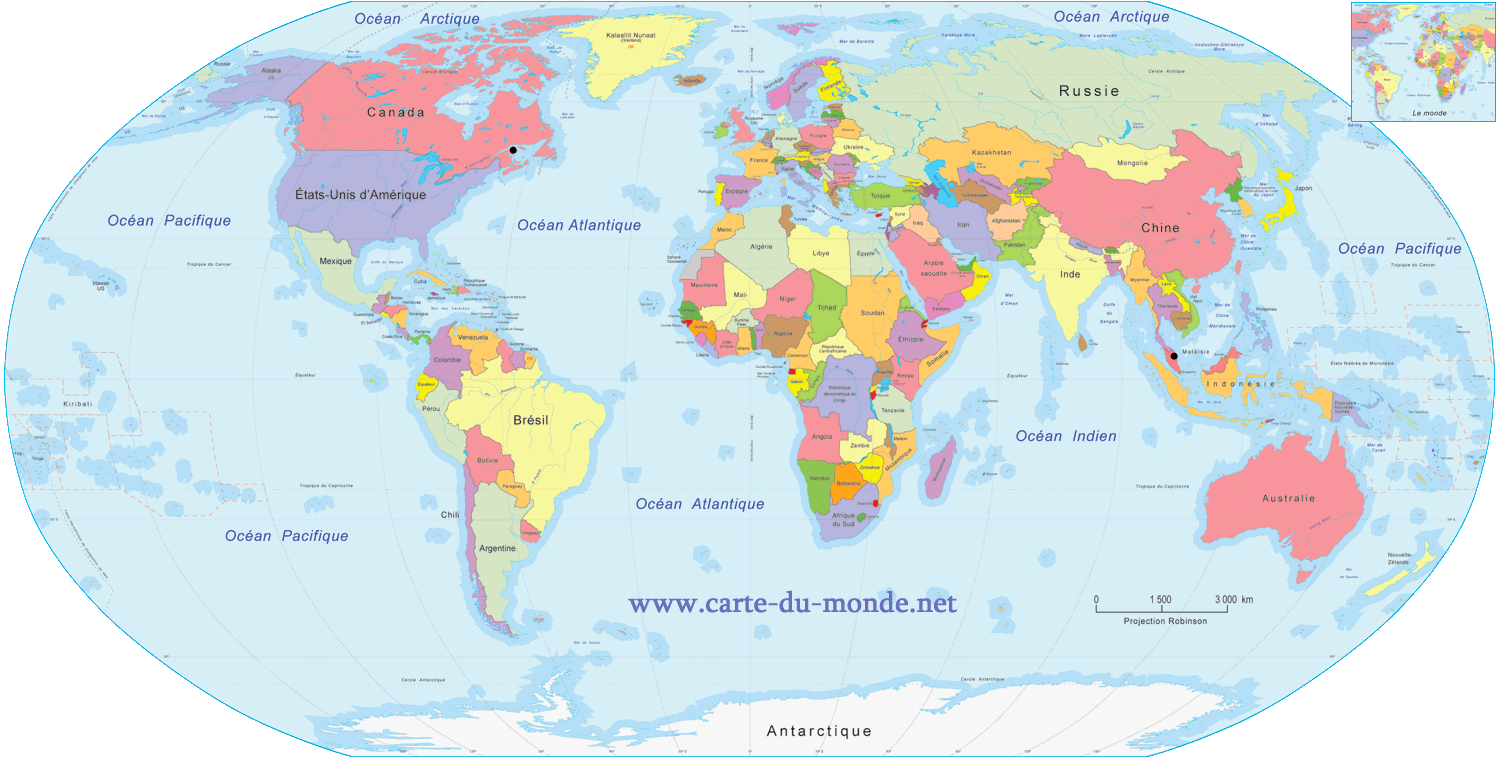 Carte du monde de la Hollande • Voyages - Cartes