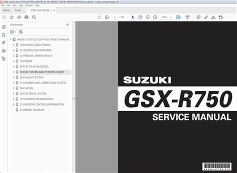PDF Suzuki Gsx R750 Service Repair Workshop Manual 2006 2008