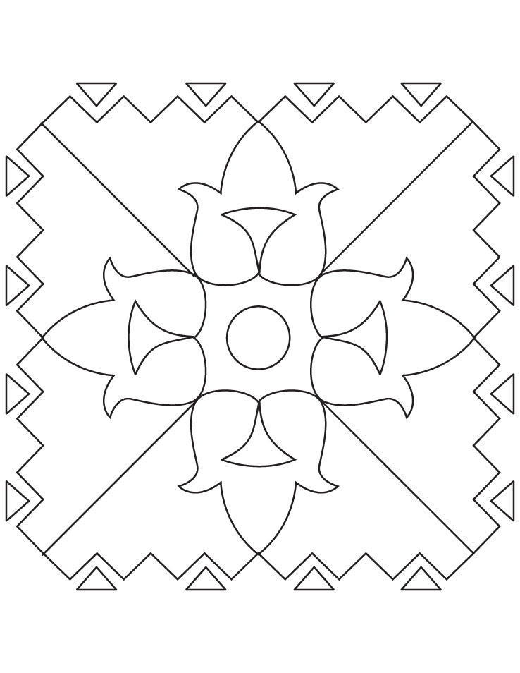simple rangoli coloring page  download free simple rangoli