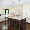 White Kitchen Cabinets With Stained Island