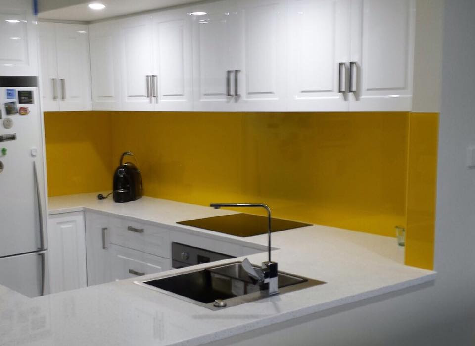 White/Yellow Kitchen Glass Splashbacks Adelaide