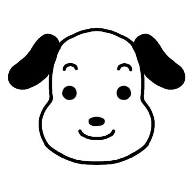 イヌ1 動物の顔 動物 無料 白黒イラスト素材