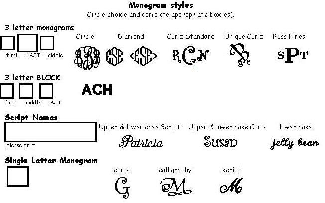 Monograms, Fonts, Colors