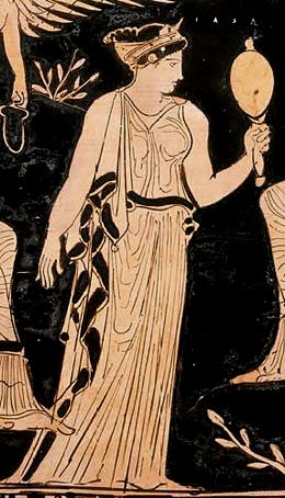 Cropped image of Iaso from a Greek urn