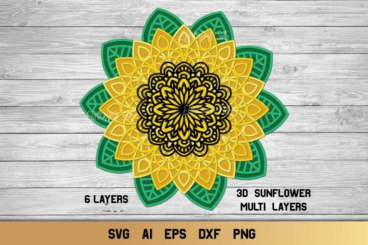 Download Free 303 Sunflower Layered Svg SVG PNG EPS DXF File for Cricut, Silhouette and Other Machine