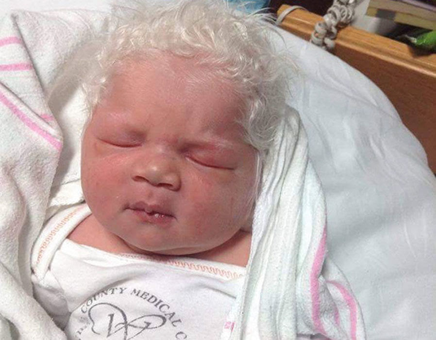 A newborn has a lot of white blonde hair | Bouffant babies ...