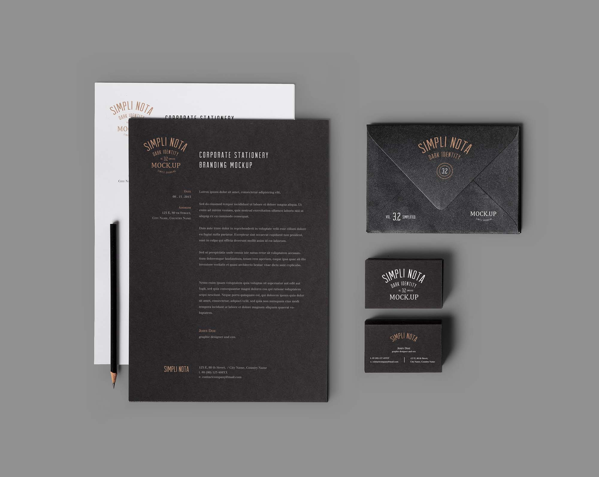 Download Elegant Stationery Branding Mockup Psd
