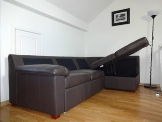 Fernando Leather Right Hand Sofa Bed Corner Group-Chocolate. in ...