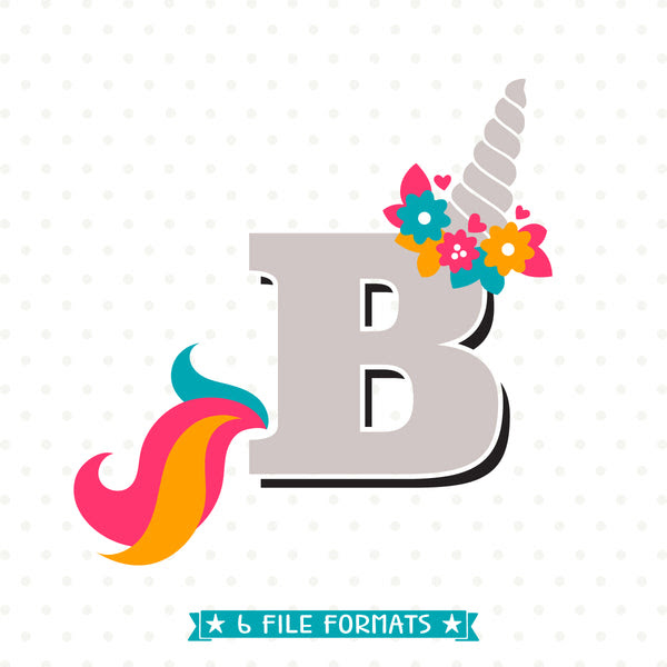 Download Letter B Unicorn Svg Initial Svg Girls Unicorn Shirt Iron On File Queen Svg Bee