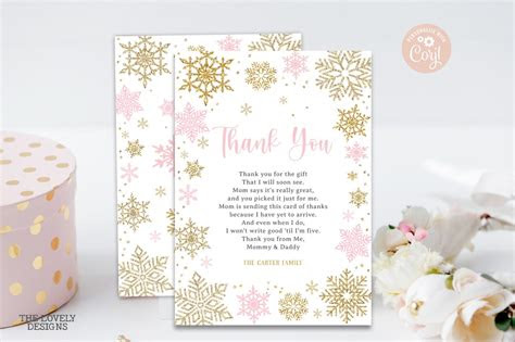  editable winter thank you card winter baby shower winter wonderland