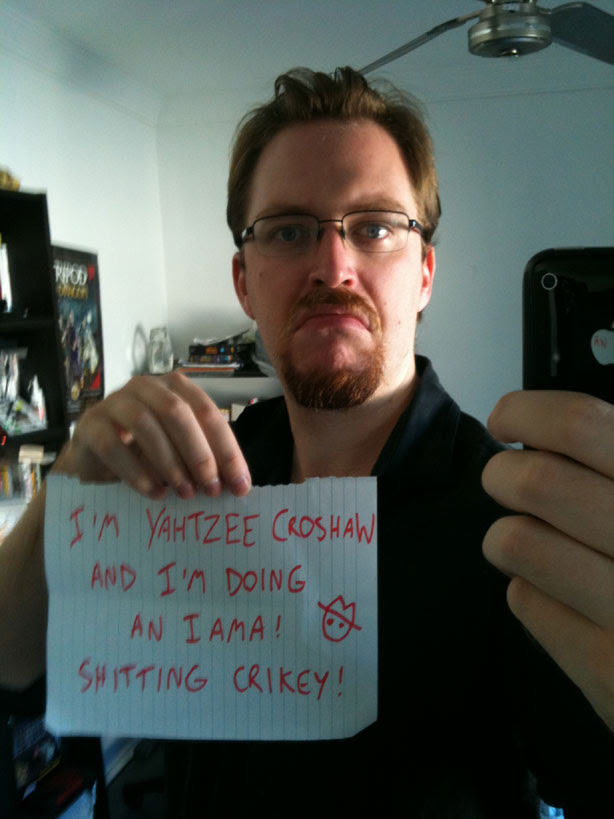 quotes painting face for the IAM Zero Croshaw off Escapist's of AMAA Punctuation, Yahtzee