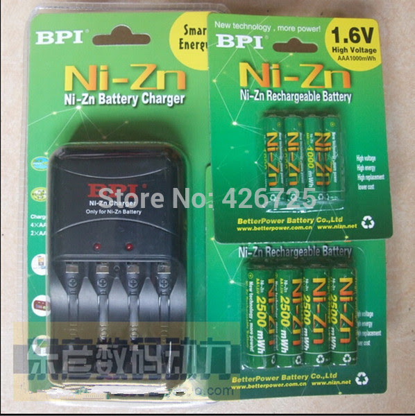 AA BPI Baterías 1.6V + Ni-Zn cargador de batería (Para 4 * AA 