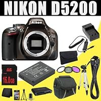 Nikon D5200 24.1 MP CMOS Digital SLR Camera Body Only + EN-EL14 Replacement Lithium Ion Battery w/ External Rapid Charger + 16GB SDHC Class 10 Memory Card + 52mm 3 Piece Filter Kit + Mini HDMI Cable + Carrying Case + Full Size Tripod + SDHC Card USB Reader + Memory Card Wallet + Deluxe Starter Kit DavisMAX Bundle