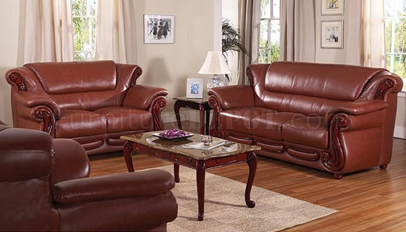 Elegant Dark Brown Bonded Leather Living Room Sofa w/Options