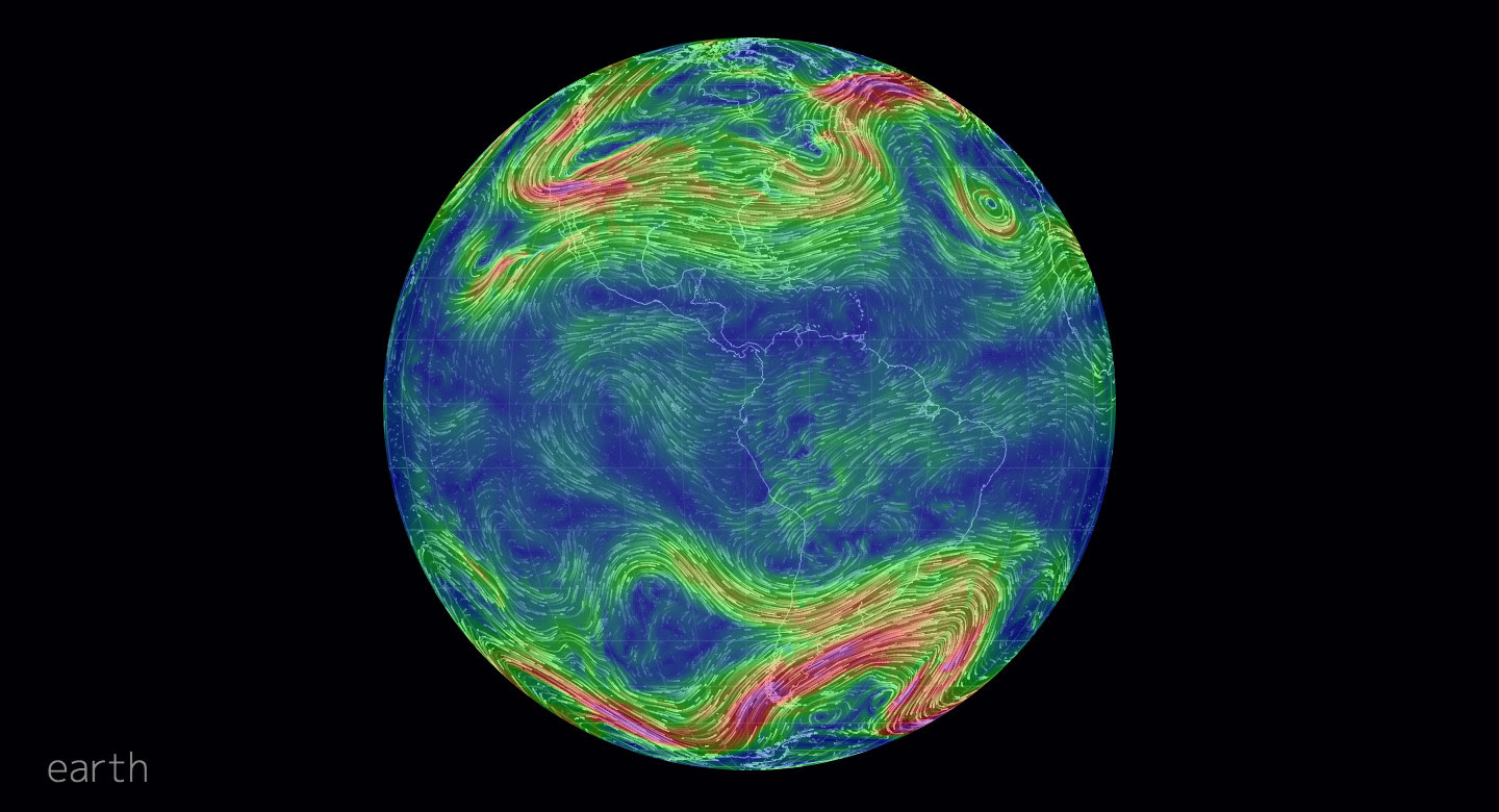 Earth An Animated Map Of Global Wind And Weather