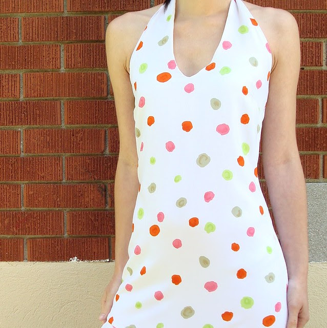 Polka dot dress in white