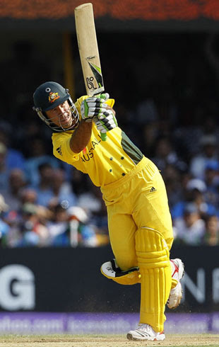 Ricky Ponting got to his first fifty of this World Cup in 67 balls, India v Australia, 2nd quarter-final, Ahmedabad, World Cup 2011, March 24, 2011
