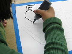 Applying Glue and Paint Mixture