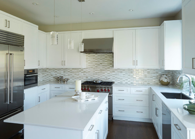 Modern White Kitchen with Full Overlay Cabinets Modern Modern White Kitchen with Full Overlay Cabinets Modern