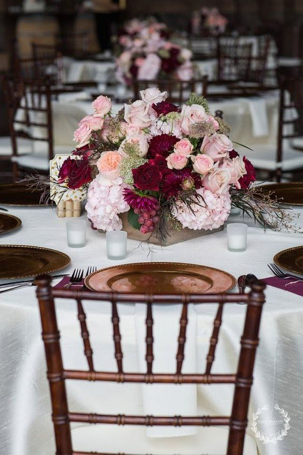 Trending-10 Burgundy and Blush Wedding Centerpieces for ...