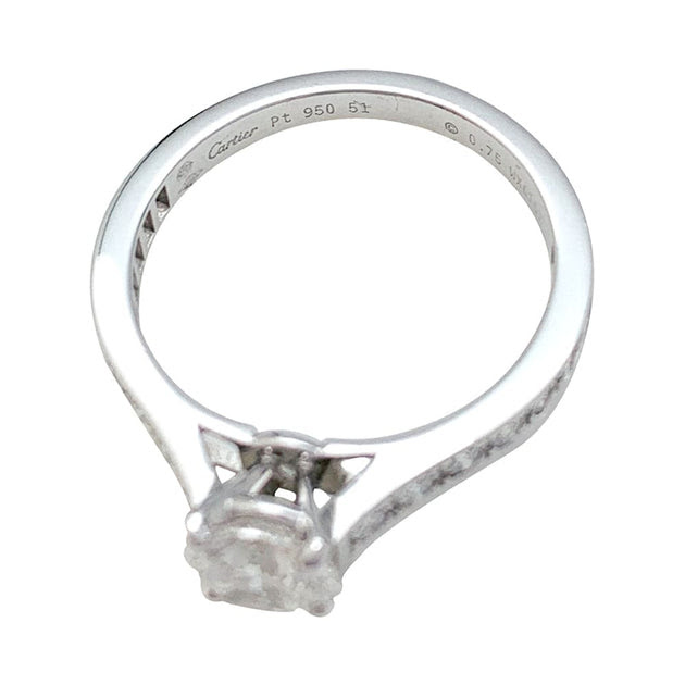 Bague Cartier 1895 En Platine Diamant 0 75 Carat 58 Facettes
